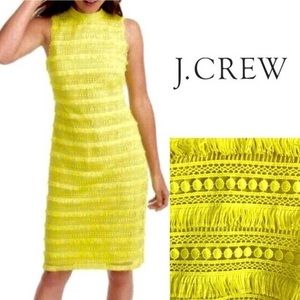 NWT JCrew Fringe Sheath Dress Womens 10 Citron Yellow Lined Sleeveless G1532 NEW